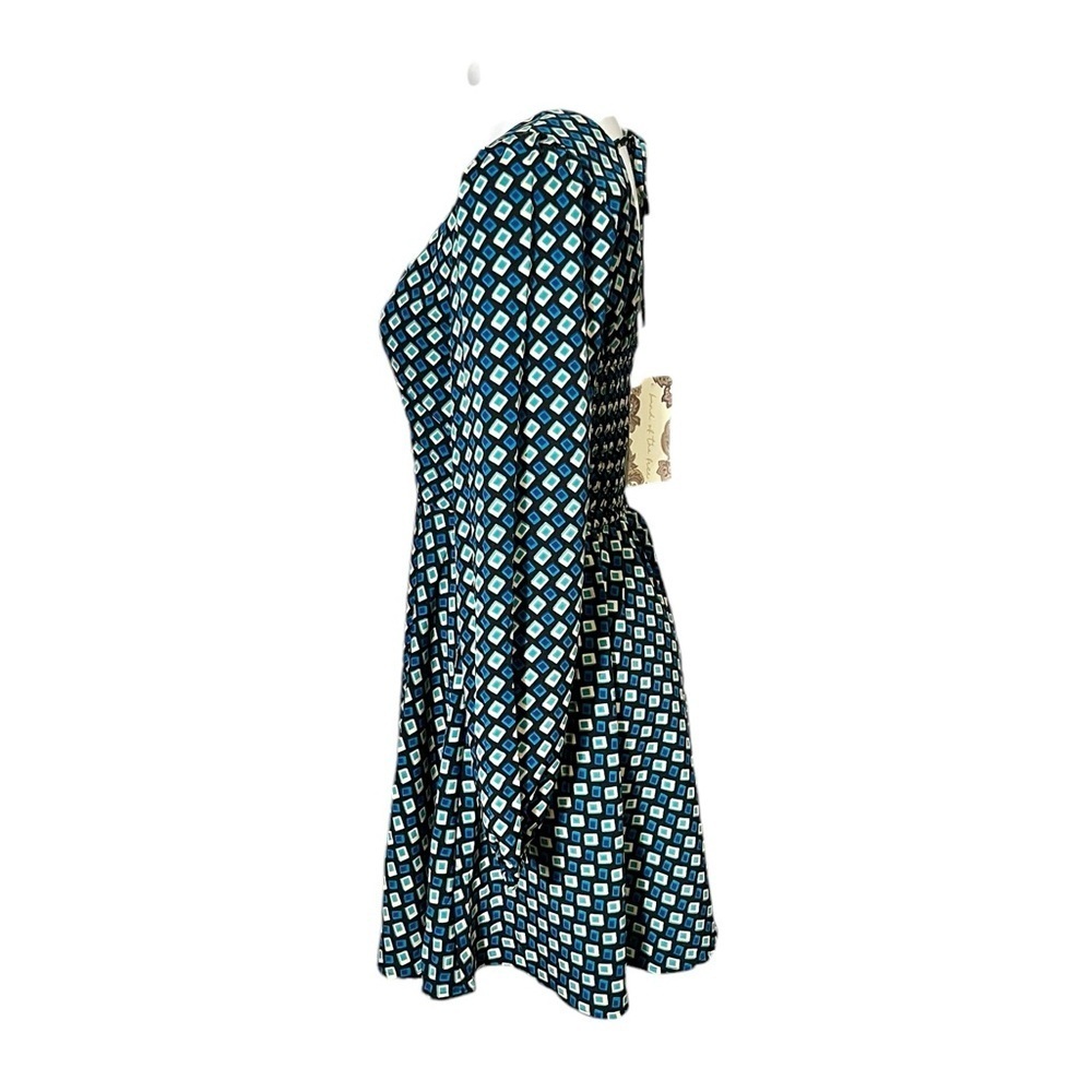 Band of The Free Genevieve Diamond Long Sleeve Mini Dress Size Medium Teal - Picture 3 of 7